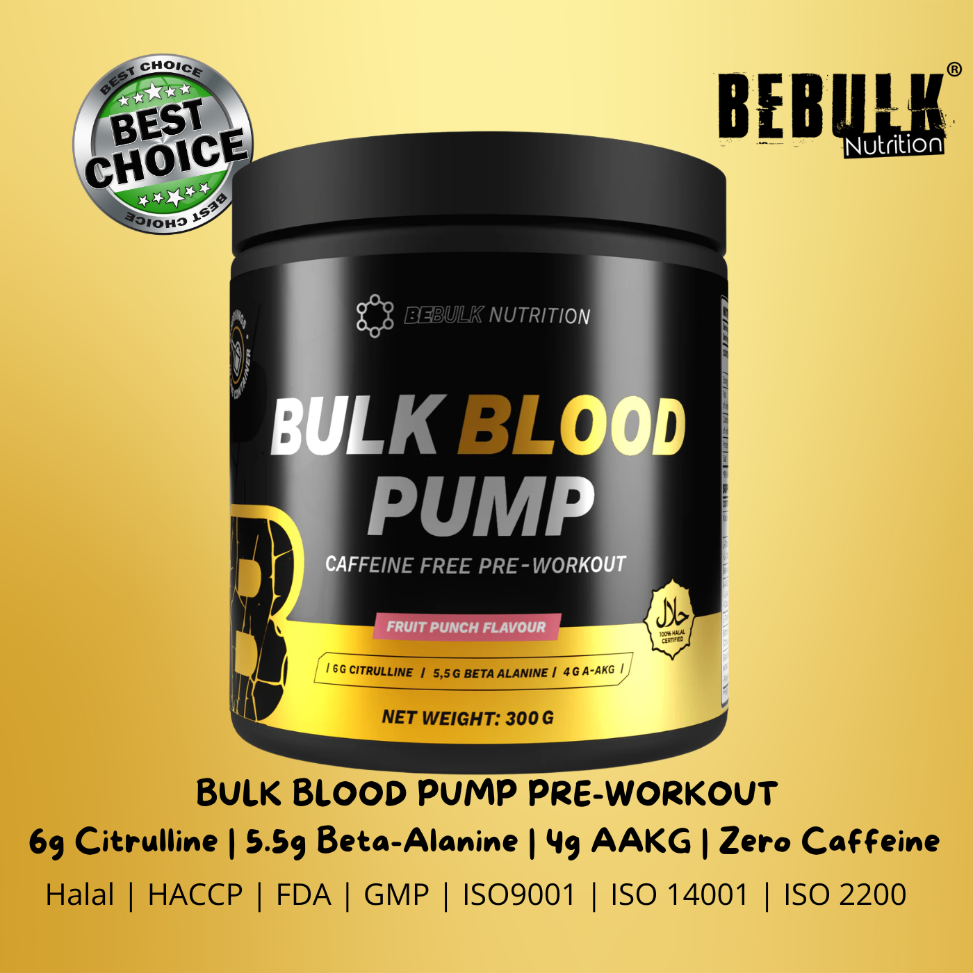 Bulk Blood Pump - High Pre-Workout - 300g - BeBulk Nutrition