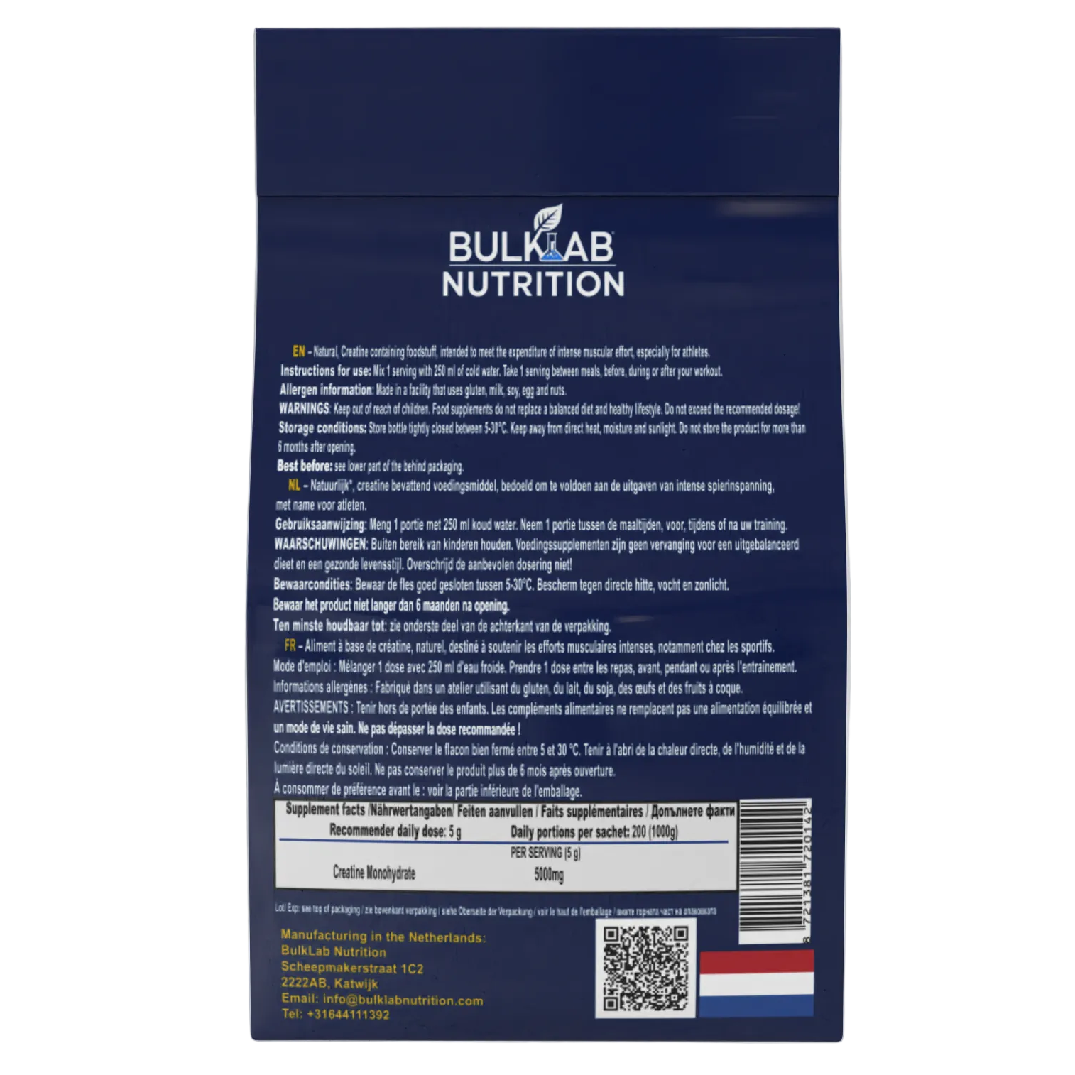 100% Creatine Monohydraat Micronized - BulkLab Nutrition